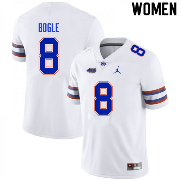 Women #8 Khris Bogle Florida Gators College Football Jersey White